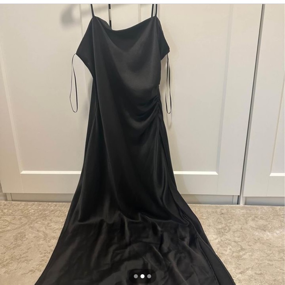 Beautiful black long Zara dress comes with a scarf, size small